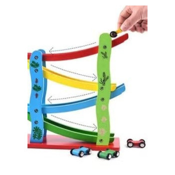 Speed Chute Car Vehicle With Wooden Block Track Set