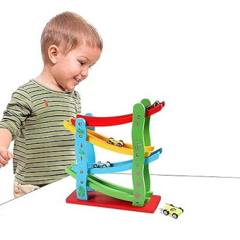 Speed Chute Car Vehicle With Wooden Block Track Set