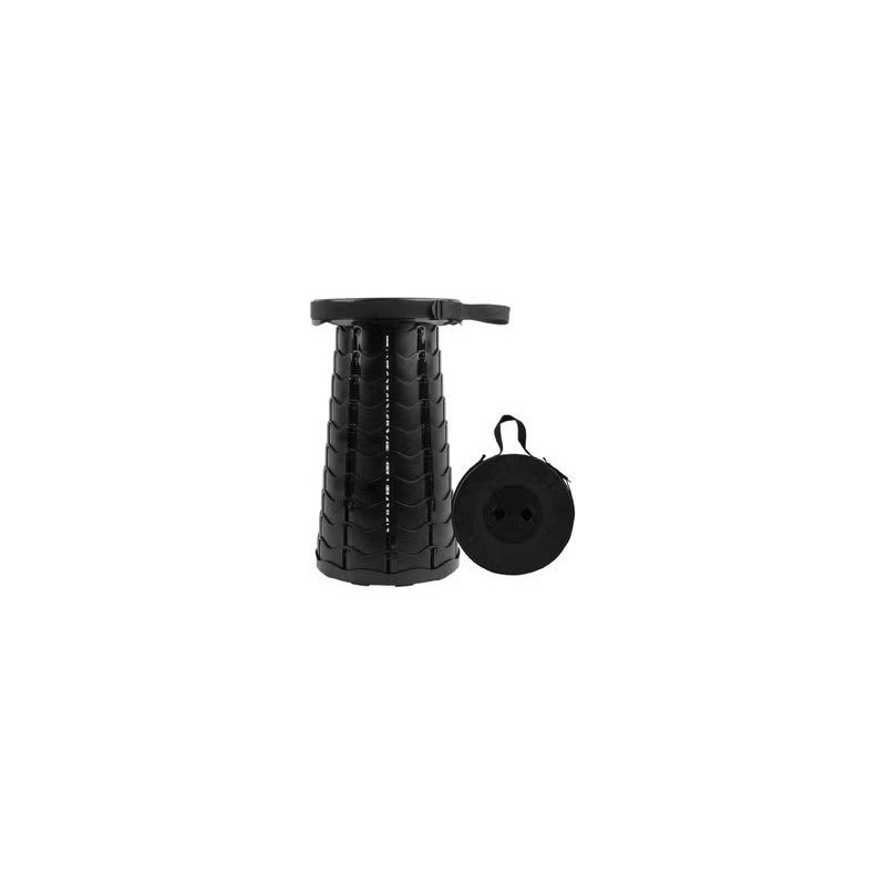 Outdoor PP Folding Telescopic Stool Pure Black 26 x 7.5 x 26cm