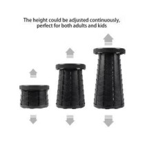 Outdoor PP Folding Telescopic Stool Pure Black 26 x 7.5 x 26cm