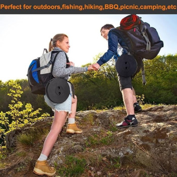 Outdoor PP Folding Telescopic Stool Pure Black 26 x 7.5 x 26cm