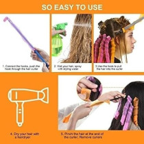 19-Piece Magic Leverage Hair Styling Roller Set Pink/Yellow/Purple