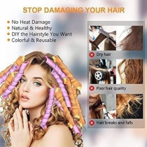 19-Piece Magic Leverage Hair Styling Roller Set Pink/Yellow/Purple