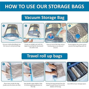 5-Piece Vacuum Storage Bag Clear/Blue, 30 x 34cm
