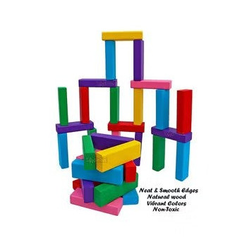 48-Piece Multicolour Non Toxic Smooth Edges Wooden Building Block Toy Game Set 7.5 x 2.5 x 1.5cm