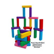 48-Piece Multicolour Non Toxic Smooth Edges Wooden Building Block Toy Game Set 7.5 x 2.5 x 1.5cm