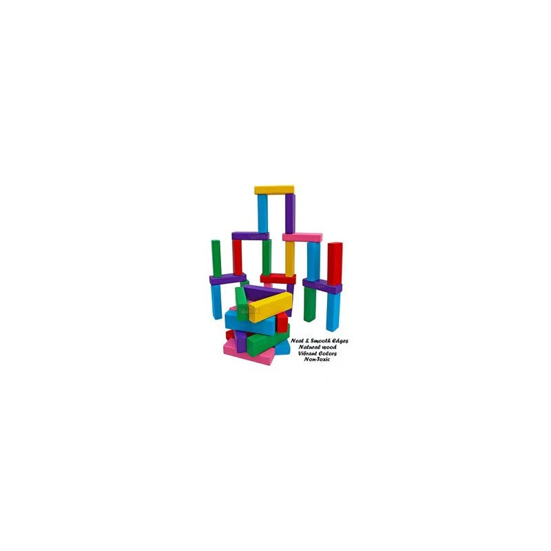 48-Piece Multicolour Non Toxic Smooth Edges Wooden Building Block Toy Game Set 7.5 x 2.5 x 1.5cm