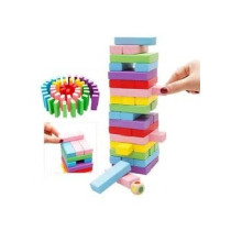 48-Piece Multicolour Non Toxic Smooth Edges Wooden Building Block Toy Game Set 7.5 x 2.5 x 1.5cm