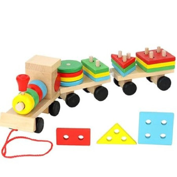 Small Wooden Train And Dragging For Kids