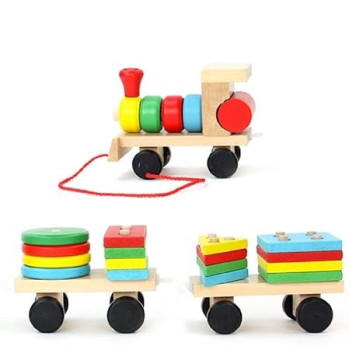 Small Wooden Train And Dragging For Kids