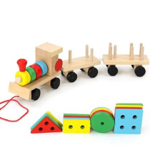 Small Wooden Train And Dragging For Kids