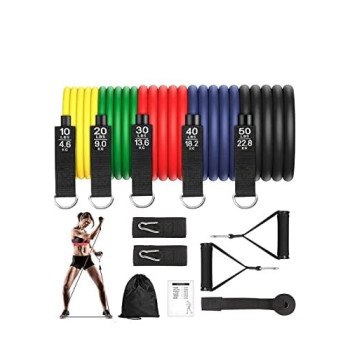 Mpow Resistance Bands Fitness Tubes Set With Door Anchor Ankle Straps Carrying Pouch For Losing Body Strengthening Shaping Body Rehabilitative Exercises(12 Pieces) 24.8cm