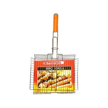Bbq Burger Grilling Basket With Handle Silver/Orange