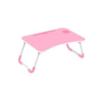 Foldable Laptop Table Withcup Holder, Pink/White