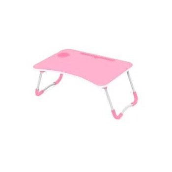 Foldable Laptop Table Withcup Holder, Pink/White