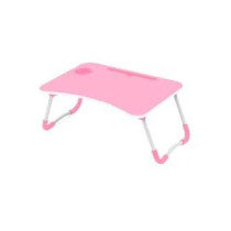 Foldable Laptop Table Withcup Holder, Pink/White