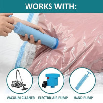 7-Piece Vacuum Storage Bag With Suction Pump Clear/Blue 70 x 100Centimeter