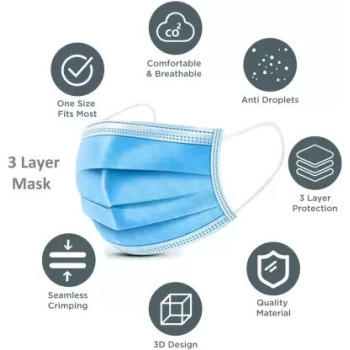 50-Piece Disposable Mask Built-In Adjustable Nose Pin