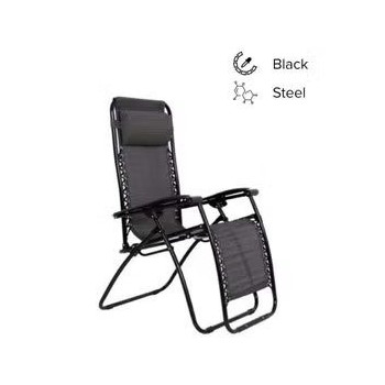 Bjm Foldable Adjustable Reclining Chair Black 177 x 113 x 68cm