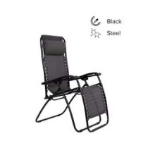 Bjm Foldable Adjustable Reclining Chair Black 177 x 113 x 68cm