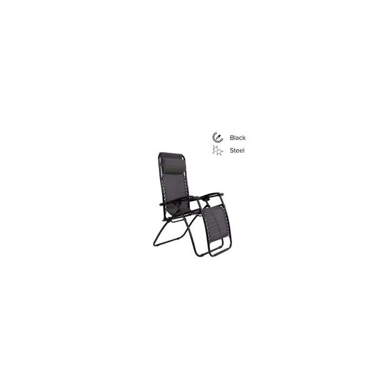 Bjm Foldable Adjustable Reclining Chair Black 177 x 113 x 68cm