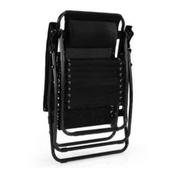 Bjm Foldable Adjustable Reclining Chair Black 177 x 113 x 68cm
