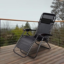 Bjm Foldable Adjustable Reclining Chair Black 177 x 113 x 68cm