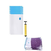 6-Piece Travel Vacuum Suction Bag Set With Hand Pump Clear