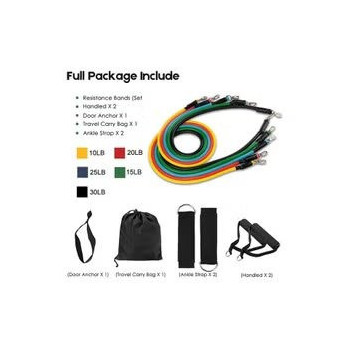 11Pcs Resistance Bands Set Pull Rope Yoga Exercise Fitness Rubber With Handles Legs Ankle Strap Door Anchor Waterproof Carry Bag For Home Workouts Gym Training 390.43Grams