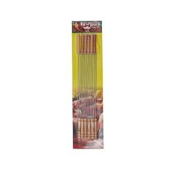 6-Piece Barbeque Grilling Skewers Brown/Silver 17Centimeter