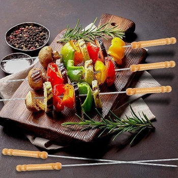 6-Piece Barbeque Grilling Skewers Brown/Silver 17Centimeter