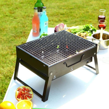 Portable And Foldable Charcoal Barbeque Grill Black Colour