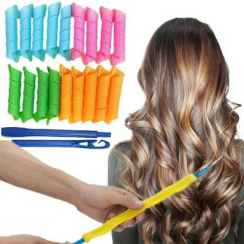 20-Piece Magic Leverag Hair Roller Set Pink/Blue/Green