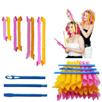 20-Piece Magic Leverag Hair Roller Set Pink/Blue/Green