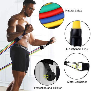 Nouan 11 Pcs Resistance Fitness Band Set With Stackable Exercise Bands Legs Ankle Straps Multifunction Professional Equipment 20.8cm