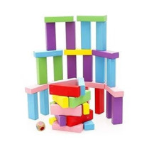 51-Piece Wooden Color Blocks Toppling Tower