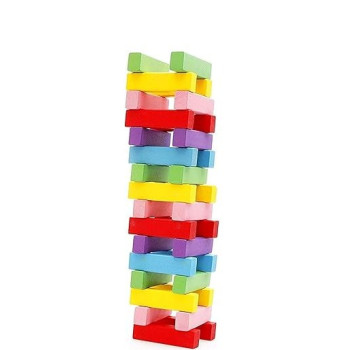 51-Piece Wooden Color Blocks Toppling Tower