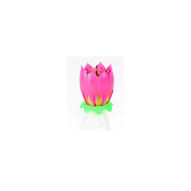 Romantic Musical Lotus Flower Birthday Music Candle For Birthday Cake Decor Pink/Yellow/Green
