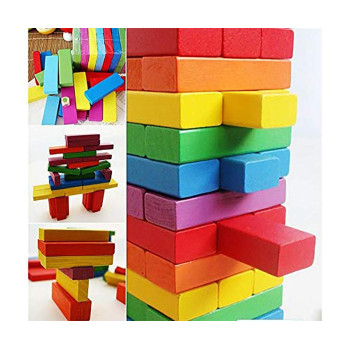 54-Piece Wooden Stack Building Blocks