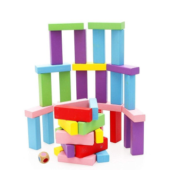 54-Piece Wooden Stack Building Blocks