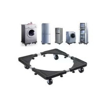Royal Mark Adjustable Moving Washing Machine And Refrigerator Stand Black/Silver 43cm
