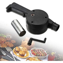 Outdoor Kitchen Hand Crank Powered Grill BBQ Fans Blower Black + Silver