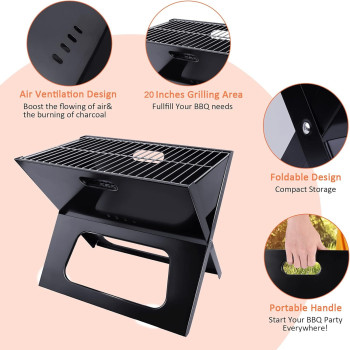 Biki Portable Bbq Charcoal Grill Black 45 x 35 x 30cm