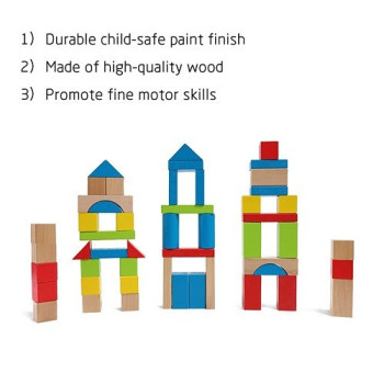 Bjm 9886645559333 50-Piece Wooden Block Set For 3 Years