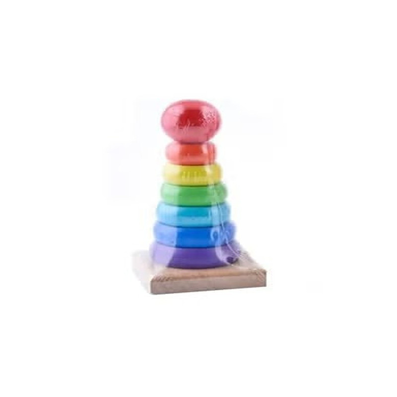 Fashionhome Wood Rainbow Tower Stacking Stack Ring Toy For Kids