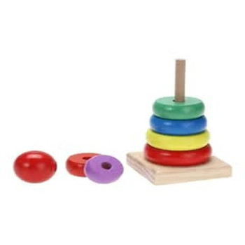 Fashionhome Wood Rainbow Tower Stacking Stack Ring Toy For Kids