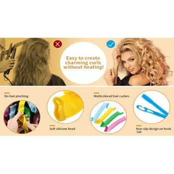 Xiuwoo 40-Piece Heatless Spiral Hair Curler Set Multicolour
