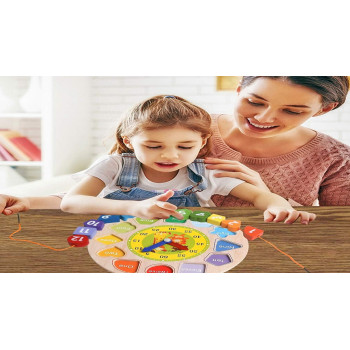 Digital Geometry Clock Wooden Blocks Toy