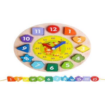 Digital Geometry Clock Wooden Blocks Toy