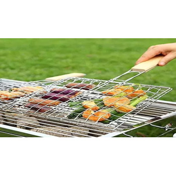 Bita Stainless Steel Bbq Grill Silver/Brown 40 x 30cm